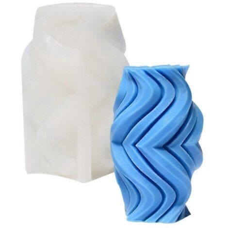Moule en silicone 3D à motifs ondulés pour bougies et résine époxy, moule flexible réutilisable, création artisanale facile. (1/4)