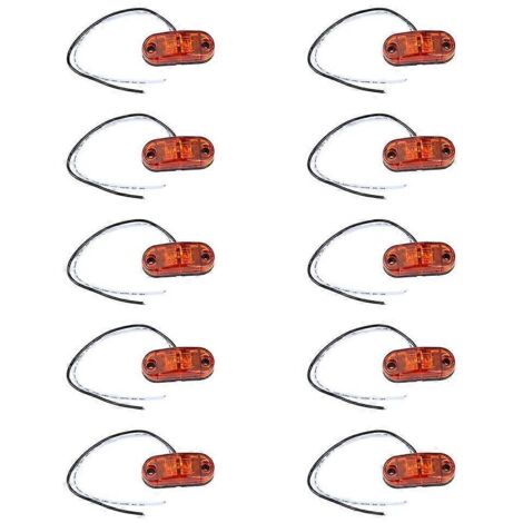 10pcs 2,5 pouces 2LED feux de position ovales super lumineux étanches pour remorque camion voiture ambre (1/4)
