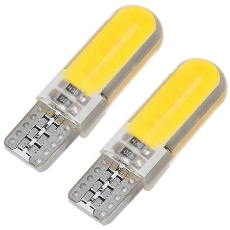 10 lampes T10 COB double face en gel de silice pour feux de gabarit, éclairage stationnement latéral jaune véhicule (10 pièces) (1/4)