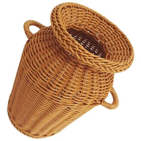 Vase de sol en osier naturel pour fleurs séchées, pot décoratif rustique pour maison campagne, cache-pot tressé artisanal style ferme. (1/4)