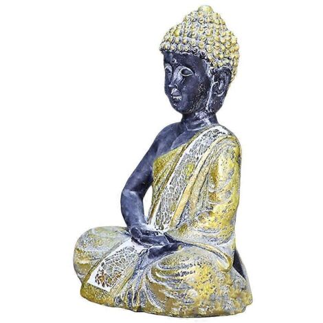 Méditation Bouddha doré statue figurine décoration spirituelle, ami zen, ornement paix intérieure. (1/4)