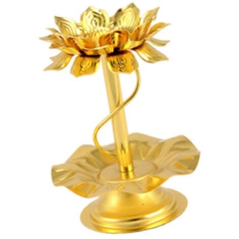 Élégant porte-bougie lampe à huile 4 pouces, motifs fleurs et feuilles, accessoires bouddhistes, décoration spirituelle pour autel. (1/4)
