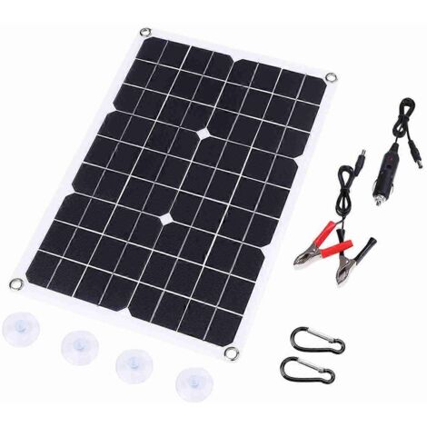 Panneau Solaire Portable 18V 20W Silicium Monocristallin, Double Port USB Charge, DC5521 Batterie. (1/4)