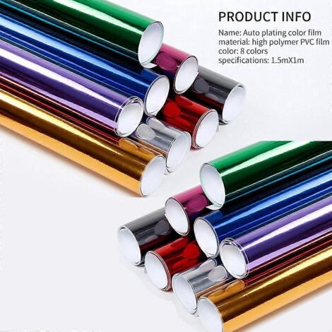 Film vinyle miroir extensible autocollant pour voiture, feuille de décoration DIY, protection de carrosserie, accessoire de style auto. (1/4)