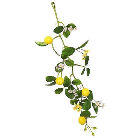 Couronne décorative de feuilles de citron, attrait naturel pour usage quotidien en intérieur, ambiance fraîche et verte. (1/4)