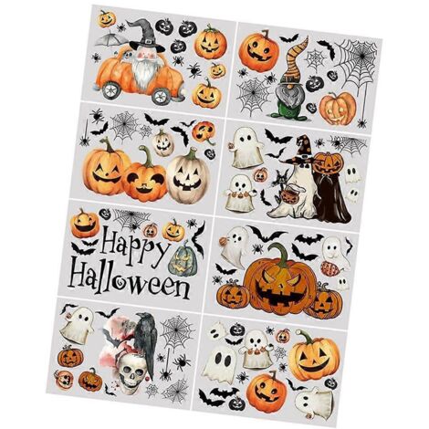 Voici une proposition de titre en français, avec des mots-clés variés et une longueur inférieure à 190 caractères :
Autocollant vitrine fantôme citrouille chauve-souris Halloween, déco vintage sticke (1/4)