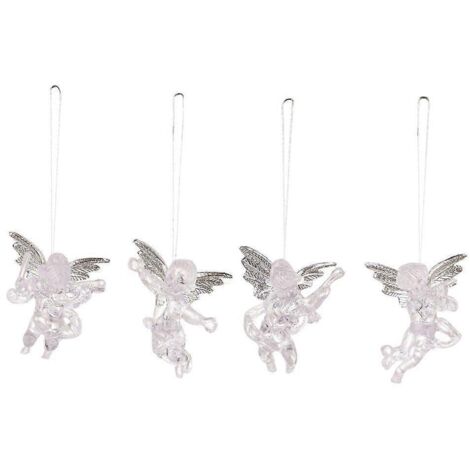 Lot de 4 décorations de Noël angéliques en acrylique transparent, ornements festifs pour sapin, suspension de Noël élégante. (1/4)