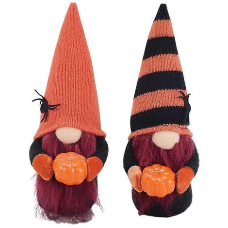 Lot de 2 décorations de Noël en peluche pour Halloween, gnomes, figurines en forme de nain, ornements adorables. (1/4)