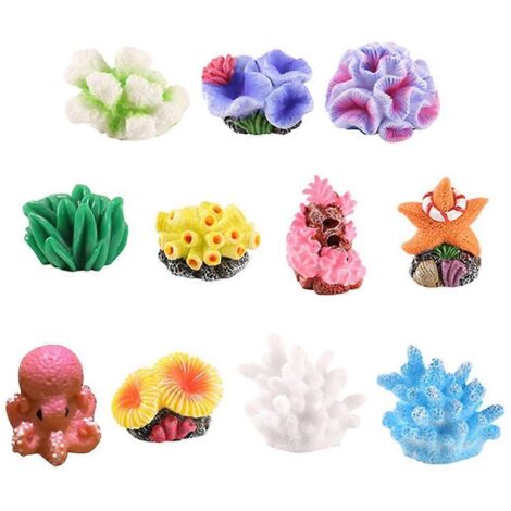 Décorations d'aquarium en résine, corail et algues miniatures, lot de 11 pièces pour aquarium (1/3)
