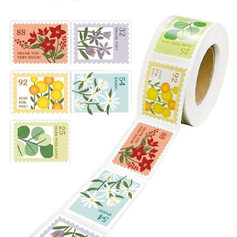 1 Rouleau d'Autocollants Rétro Fleurs Vintage - Étiquettes Auto-Adhésives Décoratives, Adhésif Floral Ancien pour Décoration (1/4)