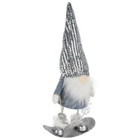 Poupée gnome de ski scintillante, figurine ornementale en peluche, décoration de Noël pour fêtes (1/4)