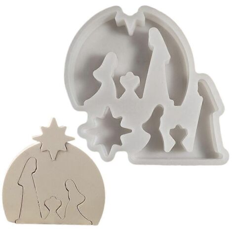 Moule en silicone thème Nativité pour fondant, bonbons, chocolat, desserts et gâteau – Moule flexible et réutilisable pour pâtisserie créative. (1/4)