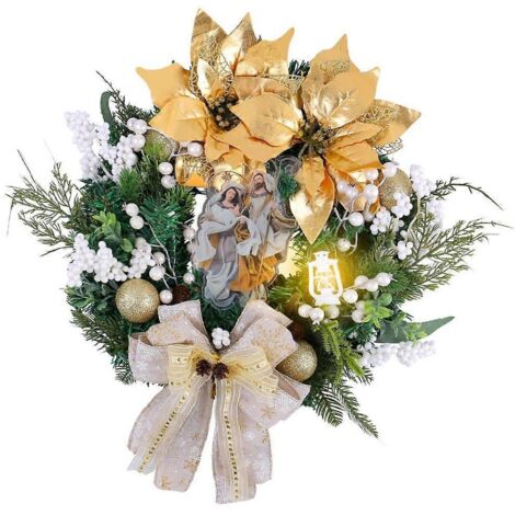 Voici une proposition de titre produit en français, optimisée pour le référencement et respectant la limite de 190 caractères :

Couronne de Noël lumineuse avec scène de la Nativité, décoration de por (1/4)