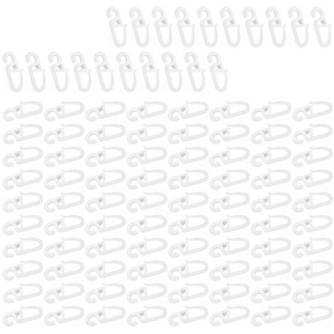 Lot de 100 crochets glisseurs en S pour rails de rideaux, patins lisses, clips à crochet pour tringles. (1/4)