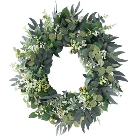 Couronne de baies artificielles pour intérieur et extérieur, feuillage réaliste, décoration murale naturelle, idéale porte ou fenêtre. (1/4)