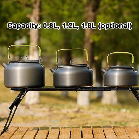 Bouilloire de camping en alliage d'aluminium léger, anti-brûlure, poignée isolée, cafetière portable pour extérieur, théière légère pour randonnée. (1/4)