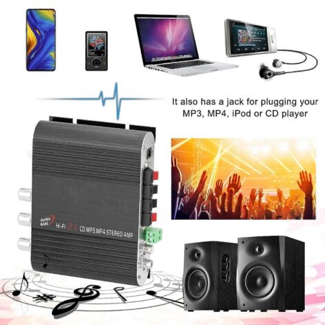 Amplificateur stéréo 2 canaux Lvpin 838, haut-parleur voiture, caisson de basses maison, radio MP3, puissance audio, faible distorsion.