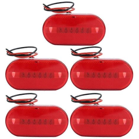 5pcs 6LED 12V Indicateurs latéraux rouges pour camion remorque, feux de position étanches, accessoire pratique pour véhicule utilitaire. (1/4)