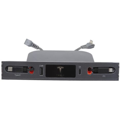 Station d'accueil USB Hub avec câble rétractable 4 ports, charge rapide pour Tesla Model 3/Y, concentrateur USB multifonction compatible. (Caractères : 136) (1/4)