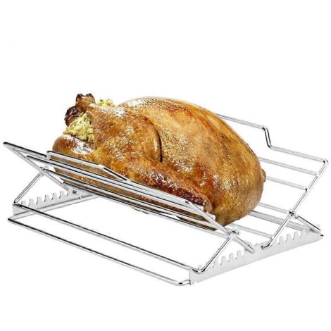 Voici un titre produit optimisé en français (caractères : 186) :

"Support pliable en V pour rôtir poulet, dinde et grande volaille - Accessoire de cuisson pour four, barbecue et rôtissoire - Support  (1/3)