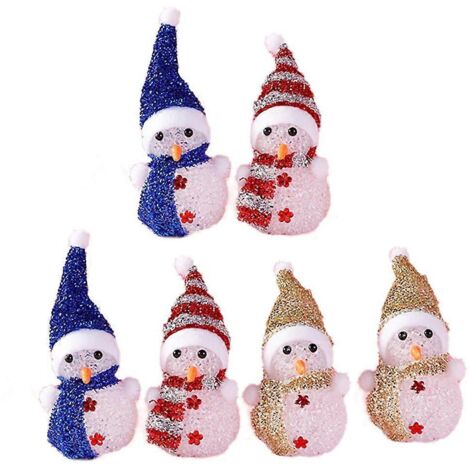 Pack de 6 bonhommes de neige LED scintillants, parfaits pour fêtes DIY, décorations de Noël et ambiances festives. (1/4)