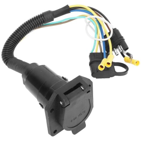Connecteur de remorque 12V 4 voies plat vers 7 voies lame RV, adaptateur de câblage stable pour remorques légères et lourdes, fiable pour le remorquage. (1/4)