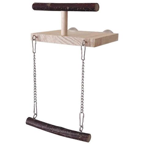 Perchoir en bois suspendu pour oiseaux, échelle hamac cage à oiseaux, accessoire jeu perroquet, jouet grimpant pour animaux de compagnie. (1/4)