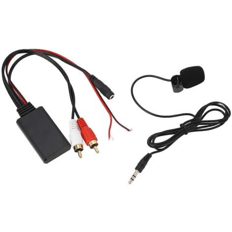 Adaptateur Bluetooth AUX avec câble RCA 2 en 1, microphone mains‑libres intégré pour autoradio Alpine, Pioneer, module sans fil stéréo, kit kit voiture. (1/4)