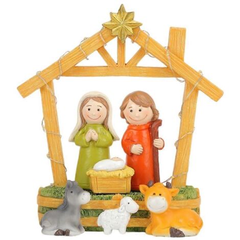 Crèche de Noël LED détaillée pour décoration intérieure, figurines lumineuses de scène de nativité pour maison. (1/4)