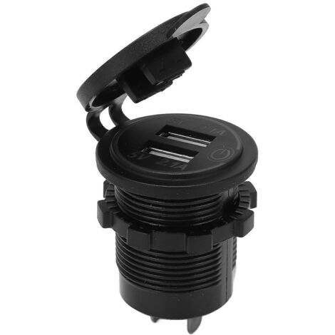 Chargeur Voiture USB 2.1A, Double Ports Rapide, Interrupteur Tactile, Adaptateur pour Voiture et Moto, Charge Rapide, Compatible Smartphones, GPS. (1/4)