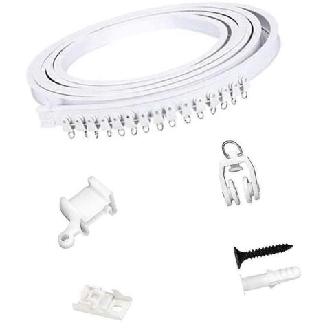 Glissières faciles pour rideaux, kit de 3 mètres blanc, rail avec supports de fixation inclus, système coulissant silencieux pour tringles à rideaux. (1/4)