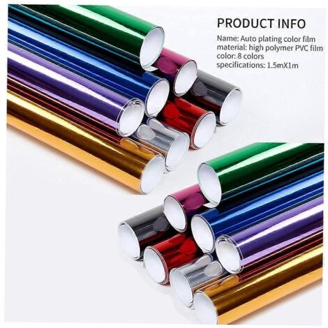 Film vinyle miroir extensible autocollant pour voiture, feuille de protection DIY, décalcomanie de carrosserie, accessoire de style auto. (1/4)