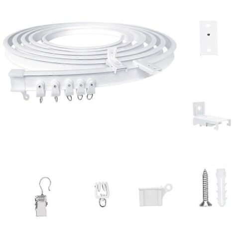 Kit rails à rideaux personnalisables 5 mètres pour séparateurs d'espace et fenêtres uniques, incluant composants modulables et accessoires de montage. (1/4)