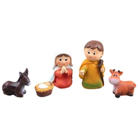 Crèche de Noël traditionnelle en résine, figurine décorative pour église, maison ou sapin, idéale pour la décoration de Noël. (1/4)