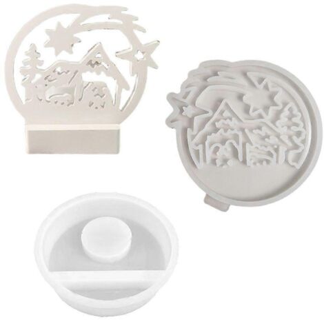 2 Moules en Silicone pour Scène de Nativité, Moule à Bougie, Ornement de Noël, Moule à Plâtre, Décoration Artisanale (1/4)