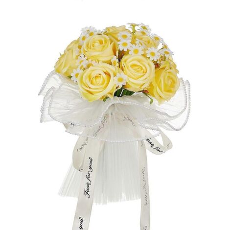 Bouquet de mariée rose élégant, fleurs artificielles faites à la main pour décoration de mariage, centre de table romantique, accessoire de cérémonie chic et durable. (1/4)