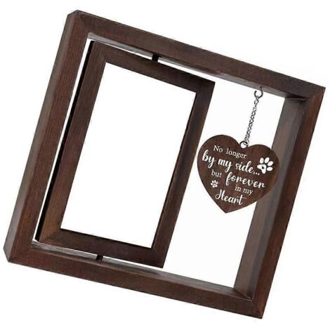 Cadre photo rotatif en bois 4x6 pour animal perdu, hommage mémoriel, décoration commémorative pour chien/chat, support photo orientable. (1/4)