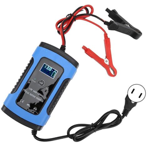 Chargeur de batterie moto 12V/6A avec affichage numérique, outil de réparation intelligent 100-240V, prise US. (1/4)