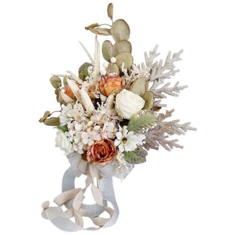 Bouquet élégant de fleurs artificielles orange champagne, décoration florale festive pour célébrations, anniversaires et mariages. (1/4)