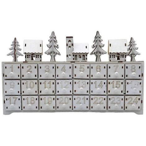 Calendrier de l'Avent 24 tiroirs, Arbre de Noël et Maison, Décoration de Bureau, Rangement pour Jouets et Bonbons. (1/4)