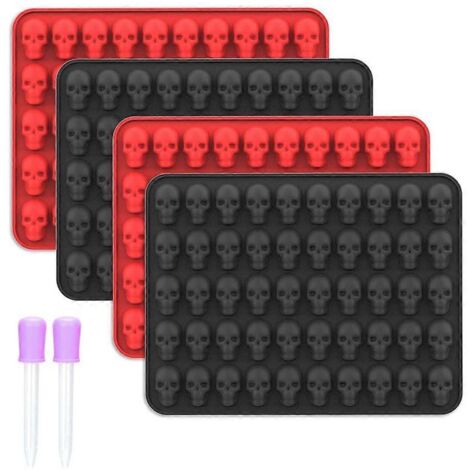 4 moules en silicone crâne pour gâteau, bonbons, chocolat – moule pâtisserie multifonction, idéal pour desserts, DIY et décorations. (1/4)