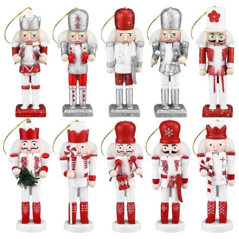 Élégants casse-noisettes en bois, ornements de Noël de 13 cm, figurines de soldat pour décoration de sapin. (1/4)
