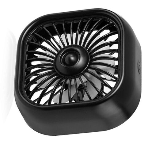 Support ventileur de voiture noir, ventilateur USB 3 vitesses avec lumière colorée, silencieux et rafraîchissant pour véhicules. (1/4)