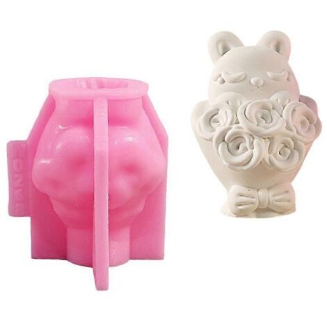 1. Moule à bougie silicone lapin fleur – moule fondant pour résine époxy, création artisanale facile. (1/4)