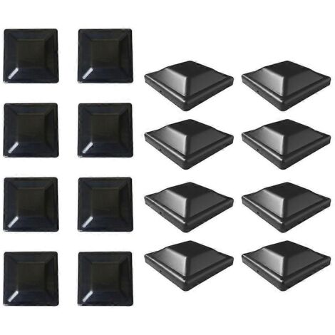 Lot de 16 capuchons de colonne en plastique noir pratique pour extérieur, protection bois, design moderne, résistant aux intempéries. (138 caractères) (1/4)