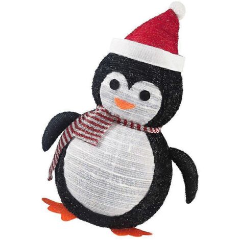 Pingouin lumineux décoratif pliable, lanterne LED à éclairage, décoration de jardin pour fêtes, ornement de Noël extérieur. (1/4)