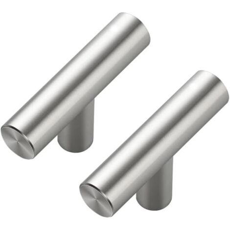 10 pièces de boutons de tiroir en T, poignées argentées pour meubles, 10 x 50 mm à trou unique (1/5)