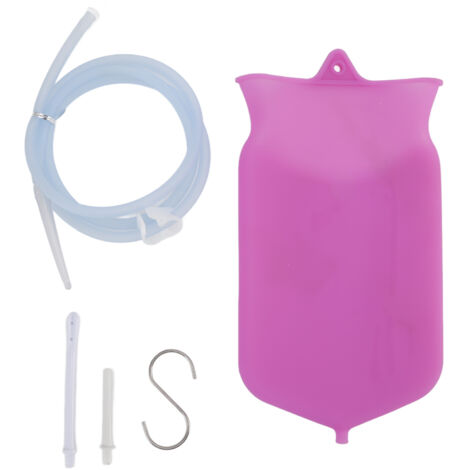 Kit de lavement intestinal 2L en silicone, système portable pour nettoyage du côlon, outil de santé résistant à haute température, doux et hygiénique. (1/5)