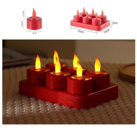 6 pièces lumières LED rouges rechargeables, bougies sans flamme scintillantes pour décoration de Noël et fêtes, édition spéciale fêtes (1/5)