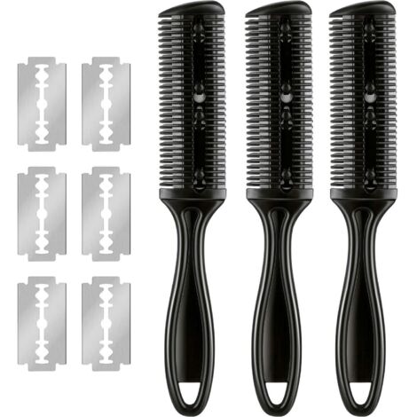 Kit de coupe de cheveux 10 pièces, inclut 10 lames de rasoir, rasoir double tranchant et peigne d'éclaircissage pour cheveux fins